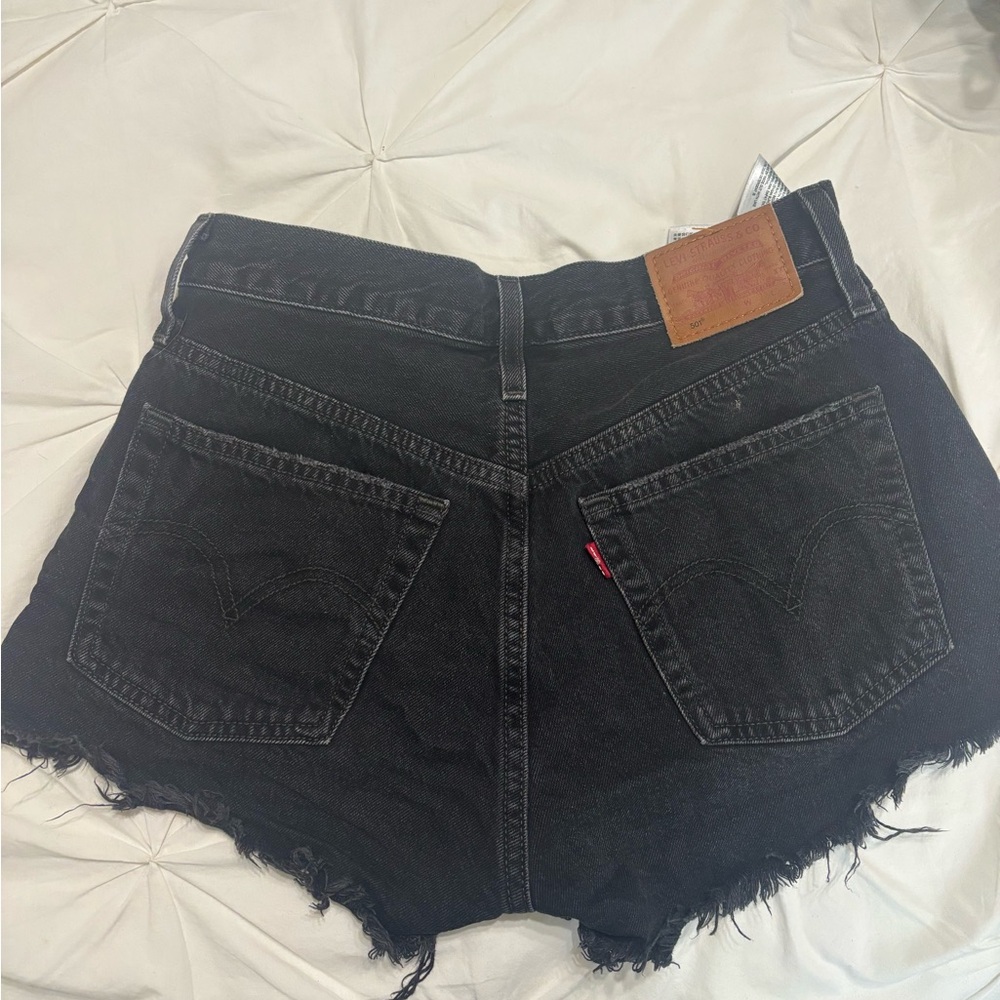 Levi's Black Jean Shorts Distressed High-Waisted
